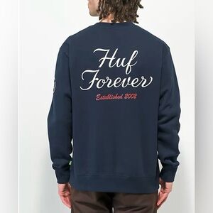HUF Forever Crewneck Medium Blue Mens